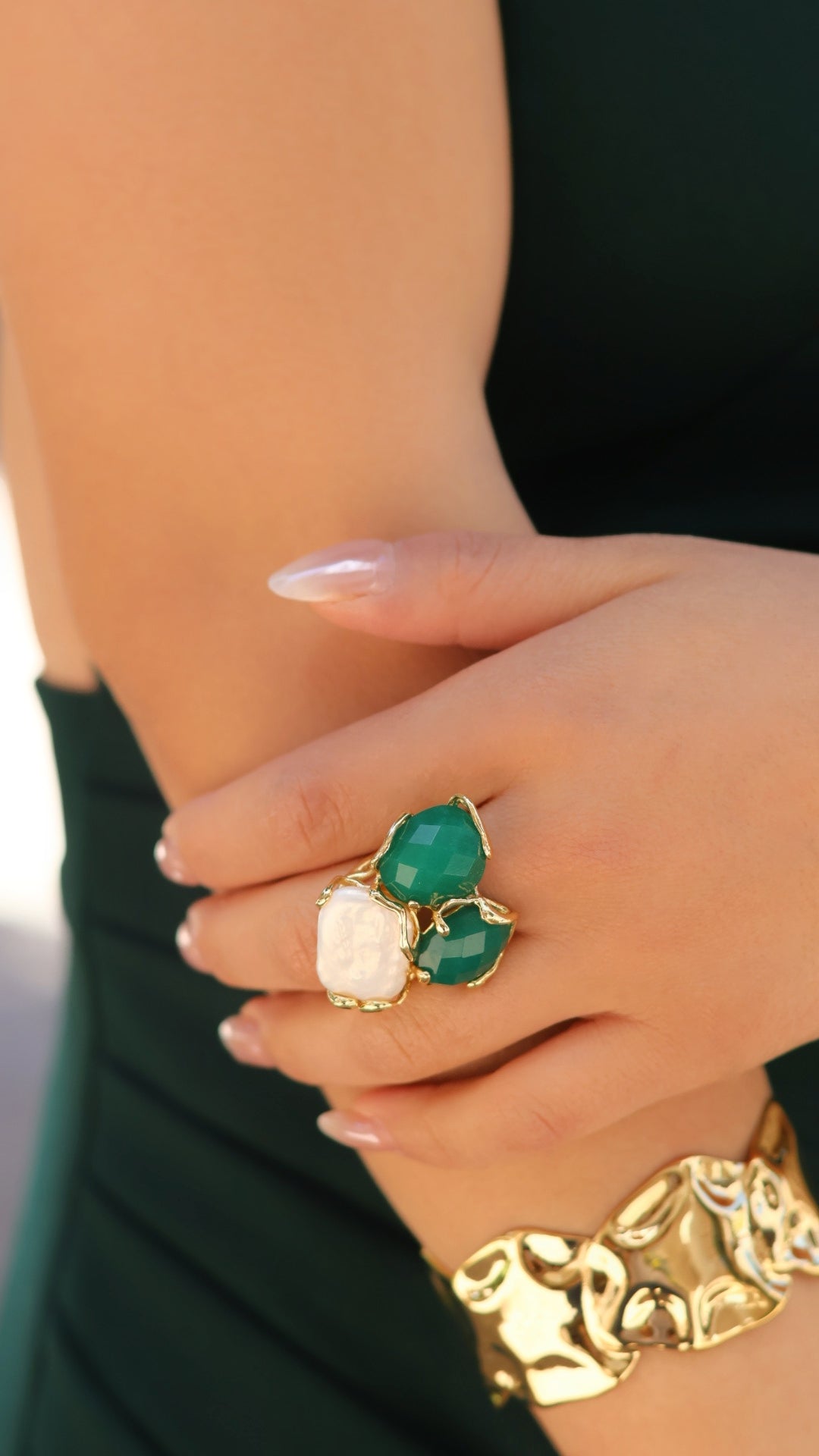 ANILLO ACERO  CON PIEDRA NATURAL
