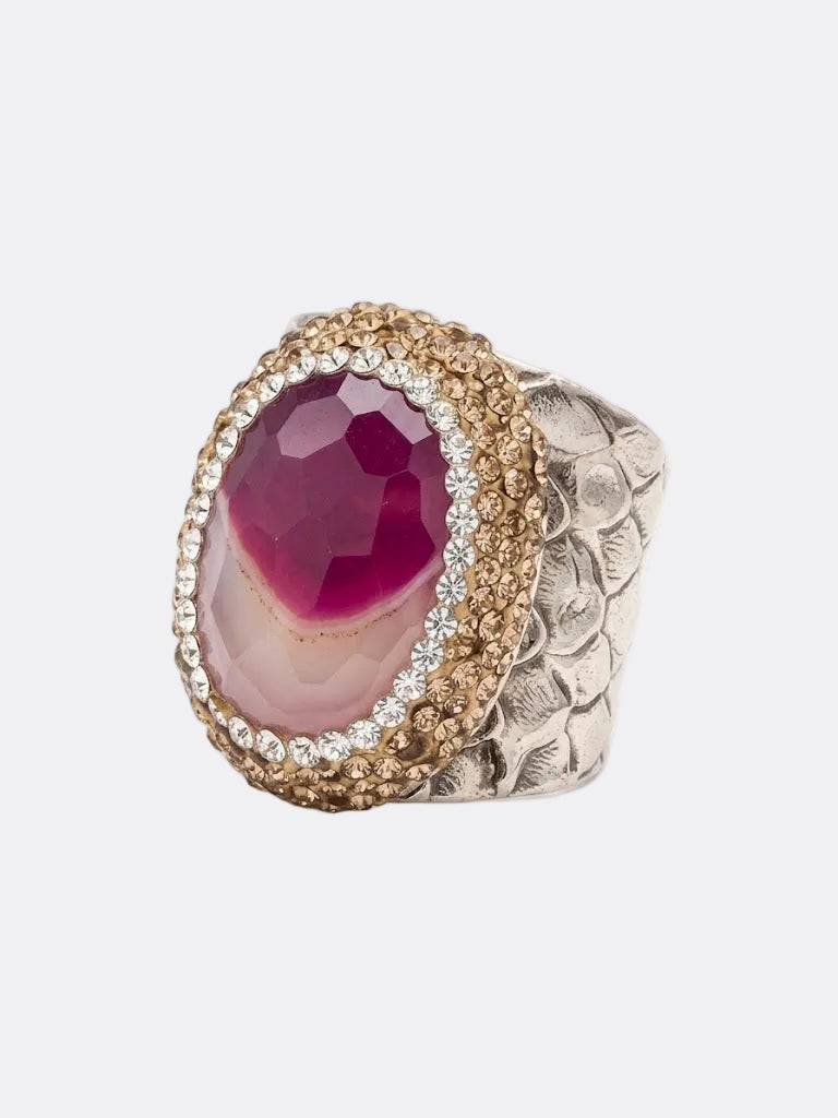 ANILLO CUARZO FUCSIA