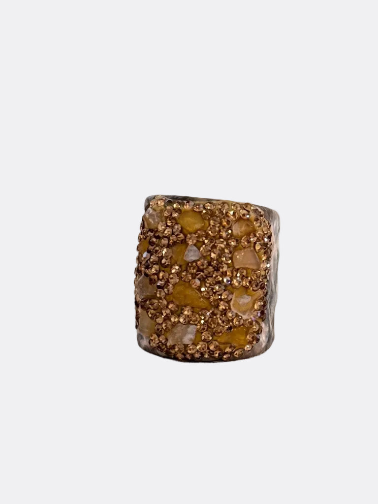 ANILLO CUARZO DE AMBAR Y TOPACIO