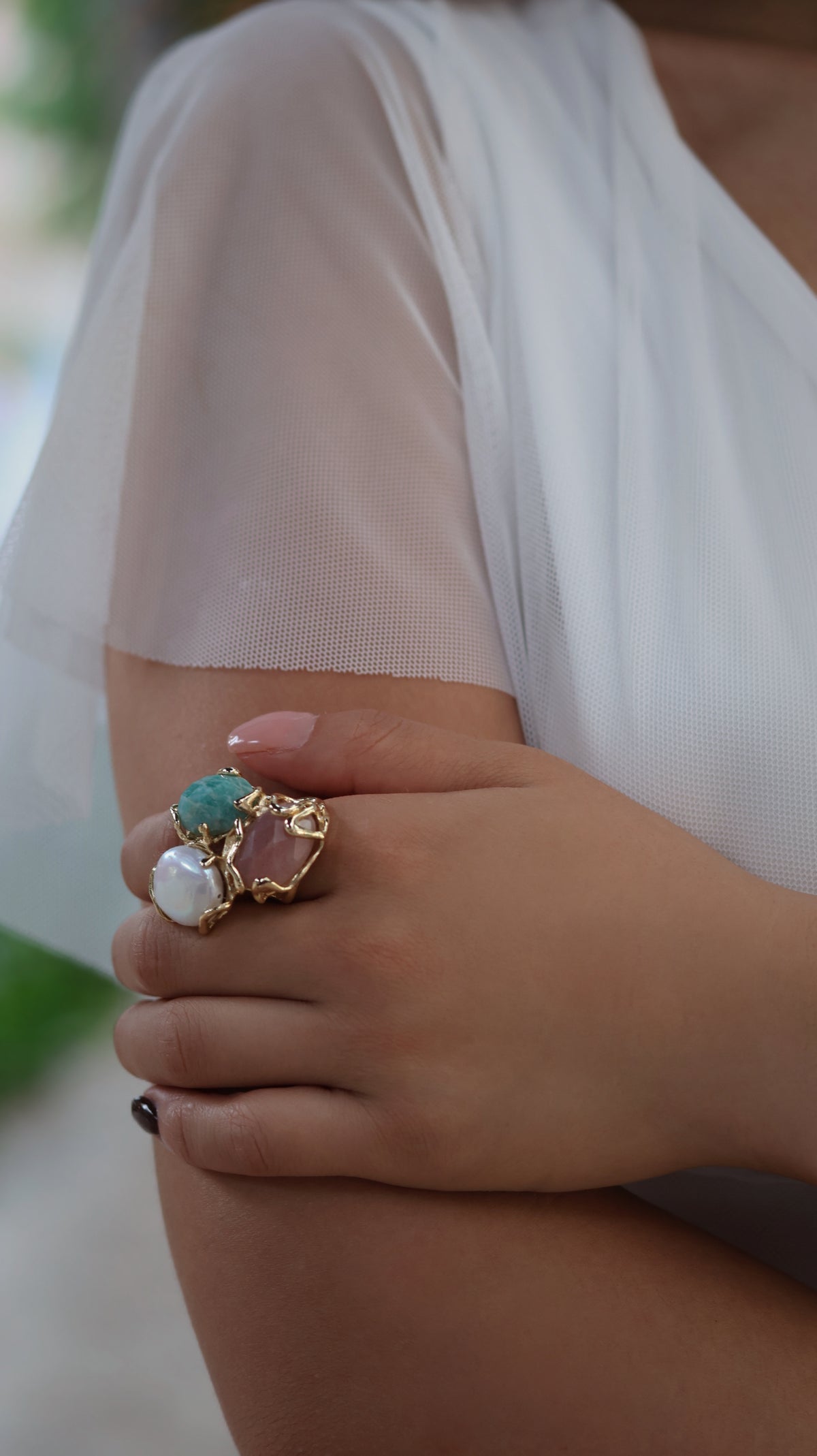 ANILLO ACERO CON PIEDRA NATURAL