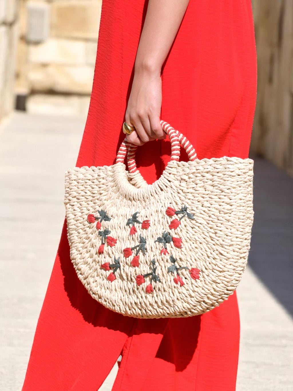 BOLSO RAFIA CEREZAS