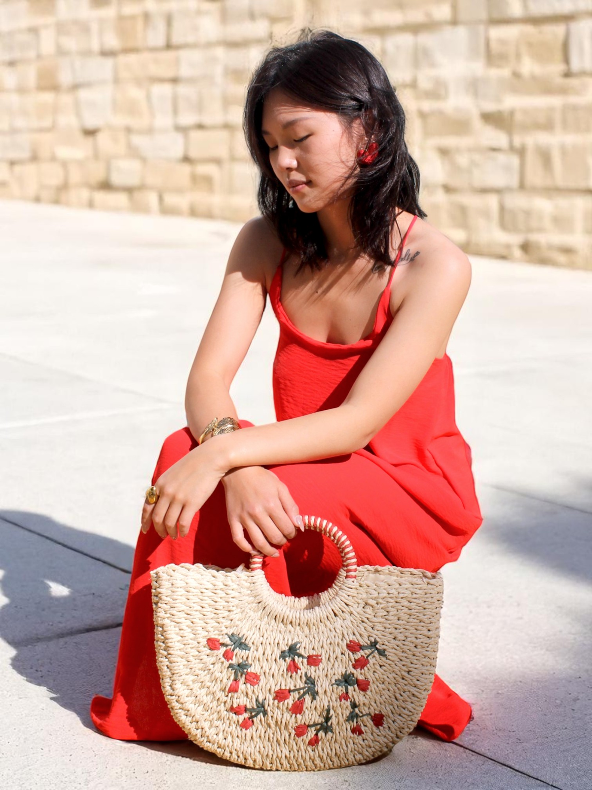 BOLSO RAFIA CEREZAS