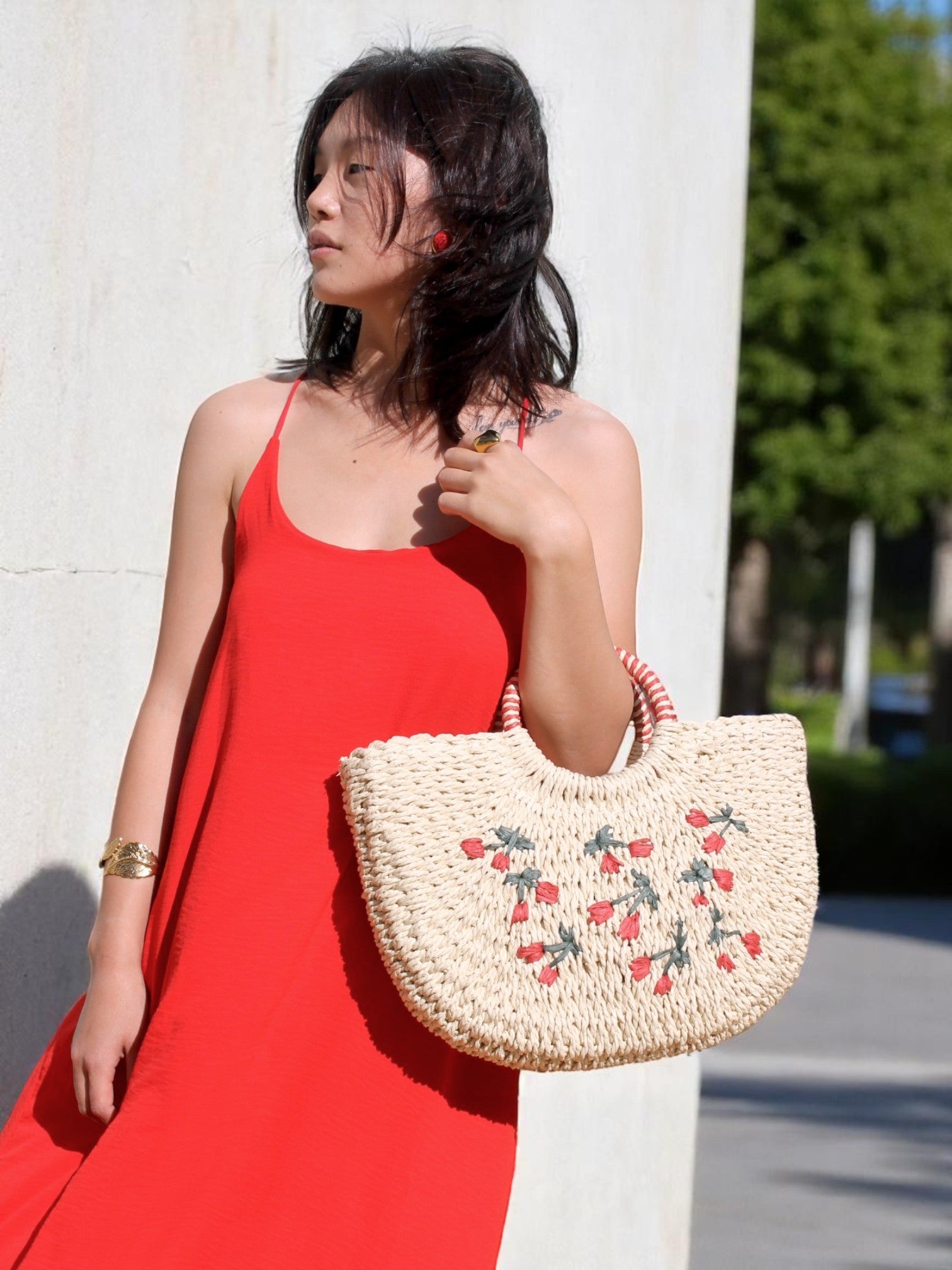 BOLSO RAFIA CEREZAS